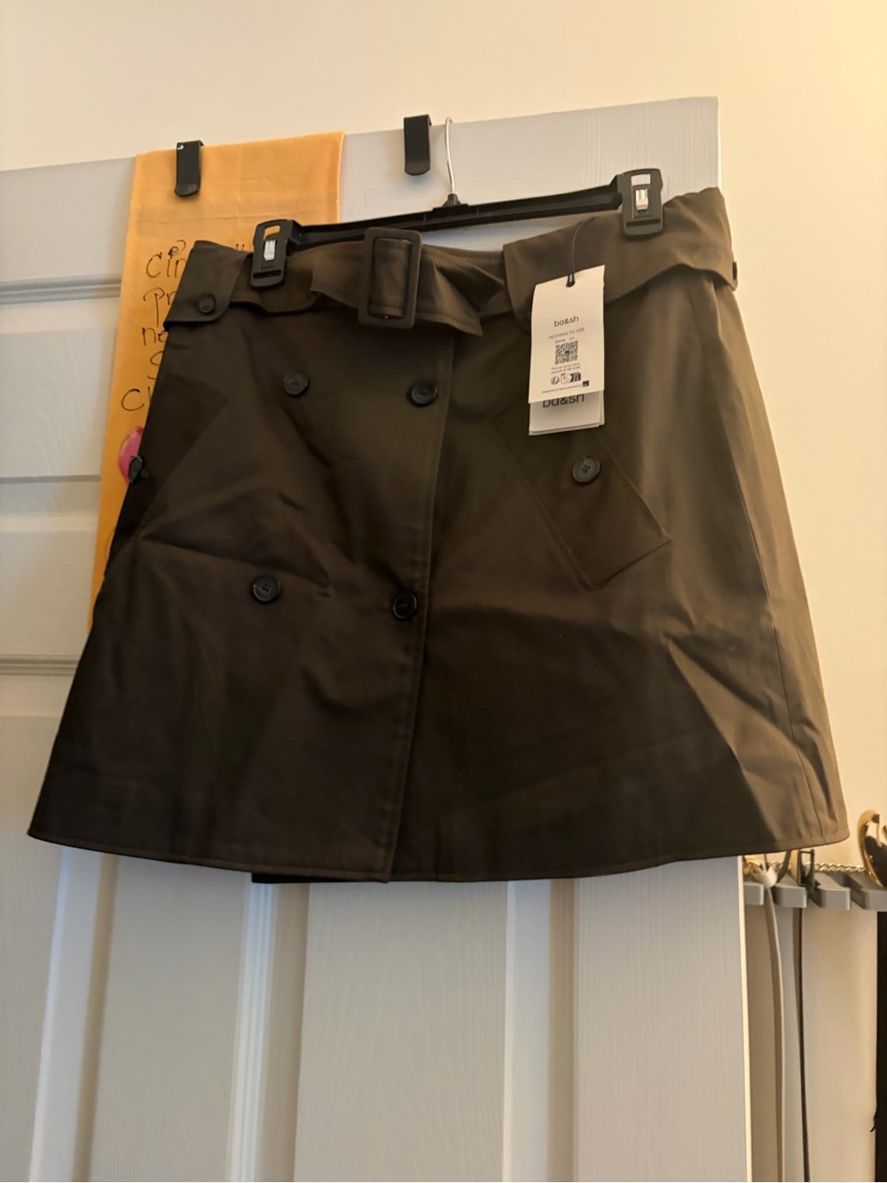 ba&sh Brown A-Line Mini Skirt with Belt Detail